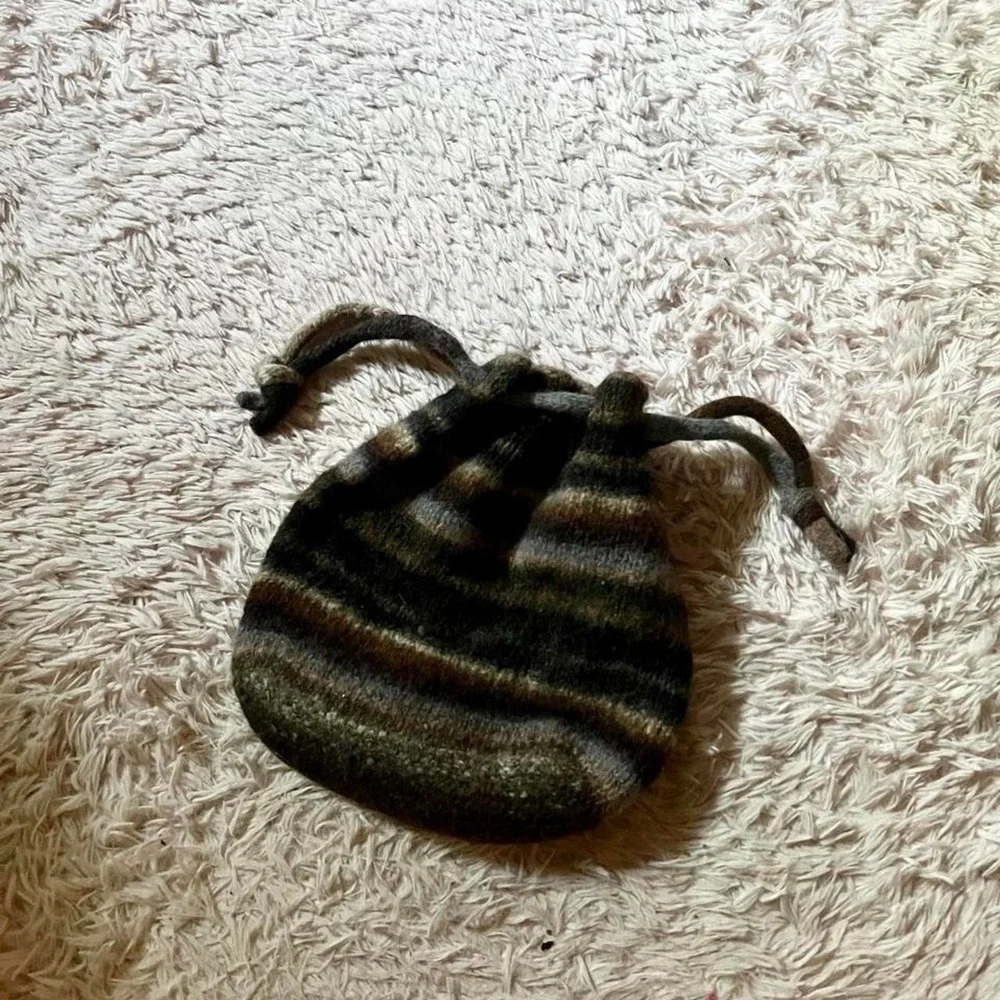 Wool Earthy Hippie Boho Natural Indie Drawstring Bag Forest Festival Granola‎